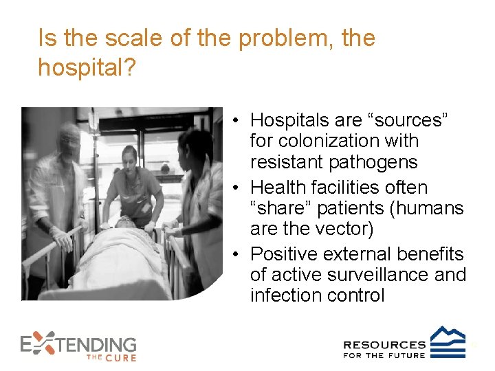 Is the scale of the problem, the hospital? • Hospitals are “sources” for colonization