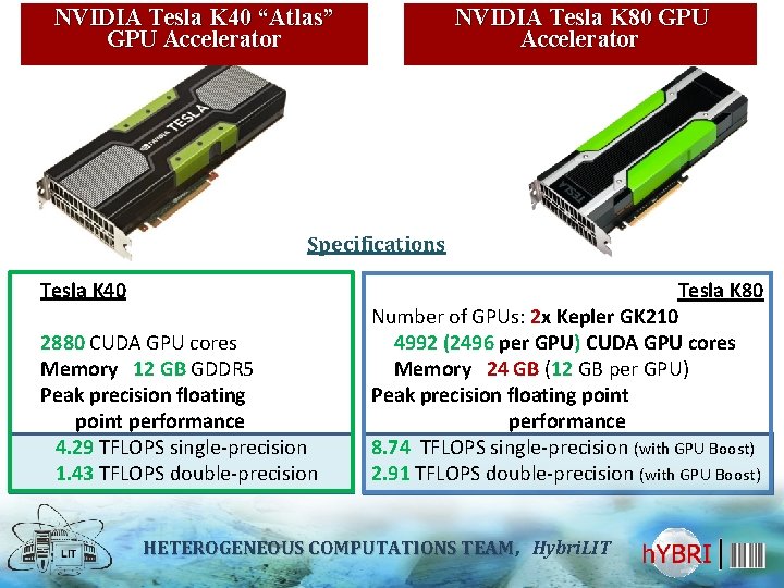 NVIDIA Tesla K 40 “Atlas” GPU Accelerator NVIDIA Tesla K 80 GPU Accelerator Specifications