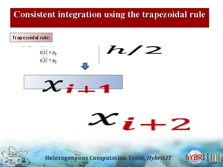 Consistent integration using the trapezoidal rule Trapezoidal rule: Heterogeneous Computation Team, Hybri. LIT 