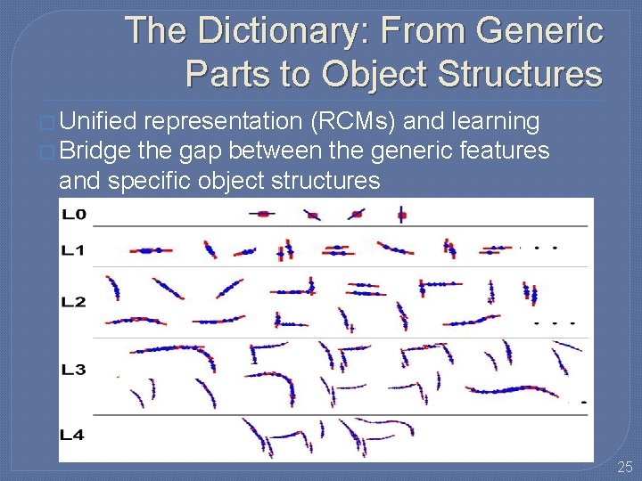 The Dictionary: From Generic Parts to Object Structures � Unified representation (RCMs) and learning The Dictionary: From Generic Parts to Object Structures � Unified representation (RCMs) and learning