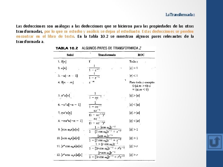 La Transformada z Las deducciones son análogas a las deducciones que se hicieron para