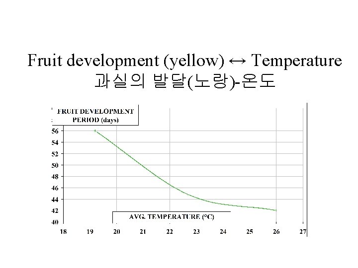 Fruit development (yellow) ↔ Temperature 과실의 발달(노랑)-온도 