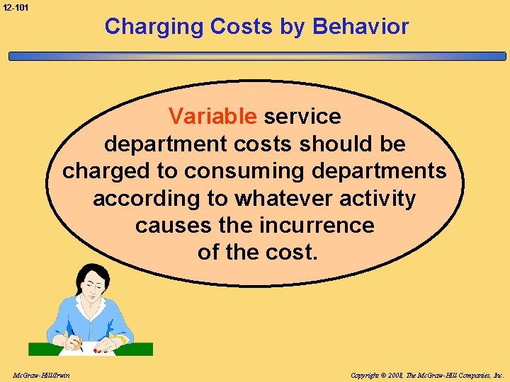 12 -101 Charging Costs by Behavior Variable service department costs should be charged to