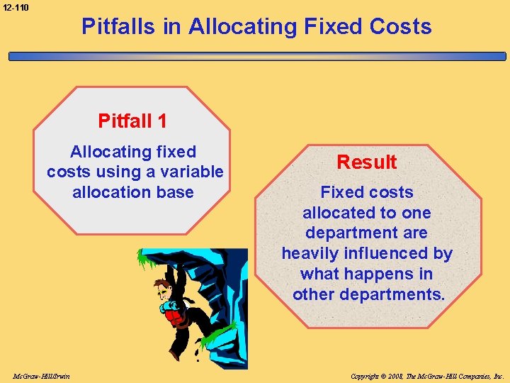 12 -110 Pitfalls in Allocating Fixed Costs Pitfall 1 Allocating fixed costs using a