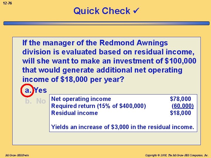 12 -76 Quick Check If the manager of the Redmond Awnings division is evaluated