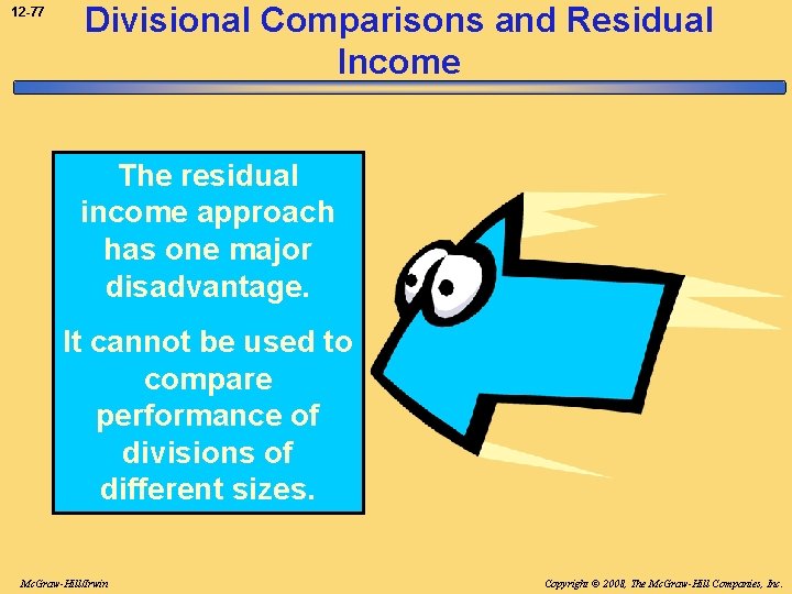 12 -77 Divisional Comparisons and Residual Income The residual income approach has one major