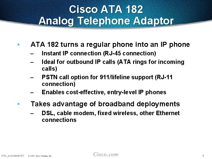 Analog Telephone Adaptor Overview Product Introduction ATAoverview 0101