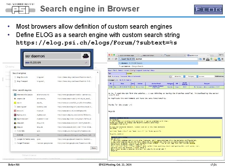 Search engine in Browser • Most browsers allow definition of custom search engines • Search engine in Browser • Most browsers allow definition of custom search engines •