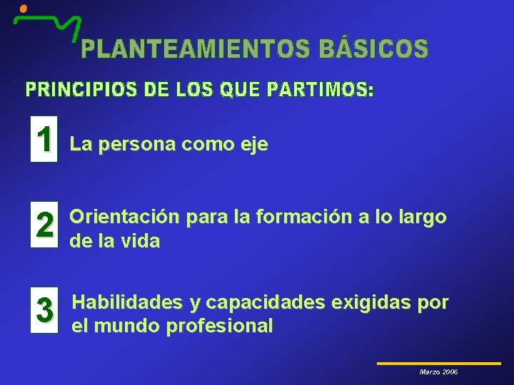 1 La persona como eje 2 Orientación para la formación a lo largo de