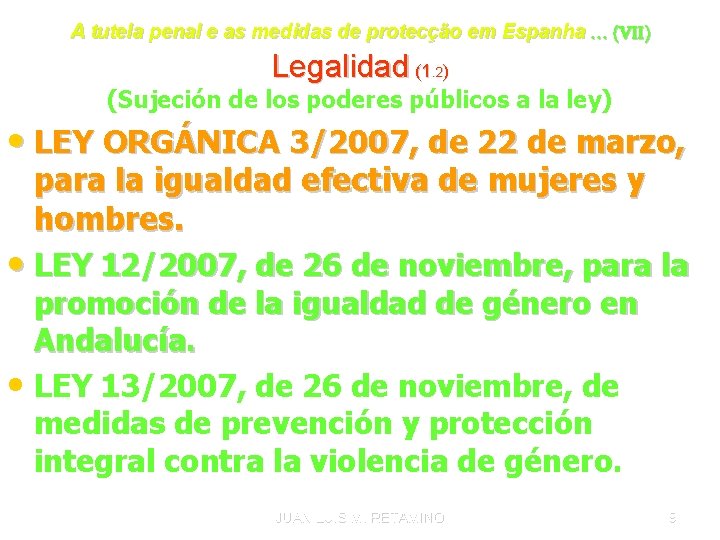 A tutela penal e as medidas de protecção em Espanha … (VII) Legalidad (1.