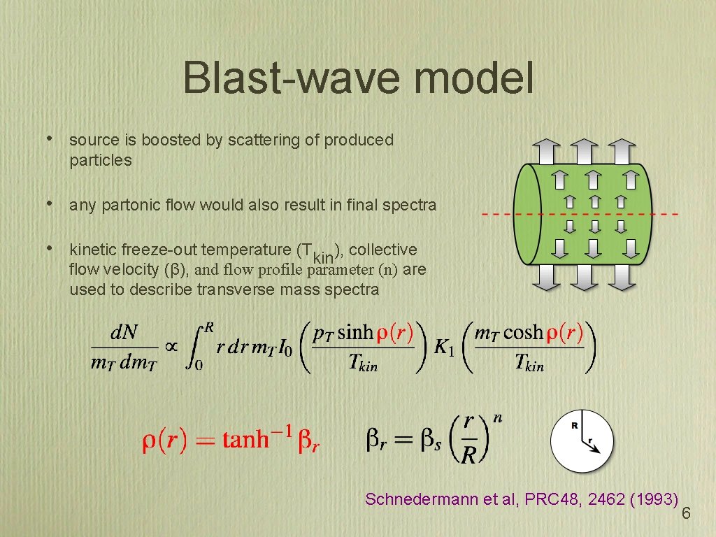 Blast-wave model • source is boosted by scattering of produced particles • any partonic