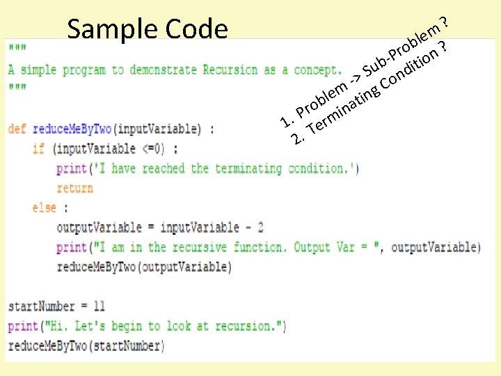 Sample Code ? m le b ro on ? P b diti u S