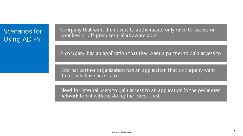 Scenarios for Using AD FS Company that want their users to authenticate only once