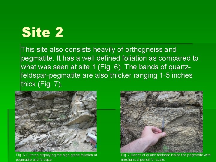 Site 2 This site also consists heavily of orthogneiss and pegmatite. It has a