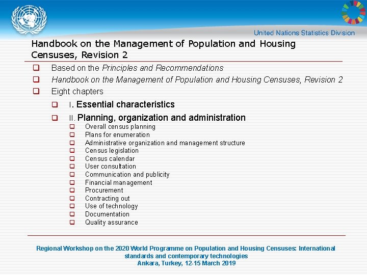 Handbook on the Management of Population and Housing Censuses, Revision 2 q q q