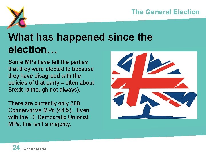 The General Election What has happened since the election… Some MPs have left the