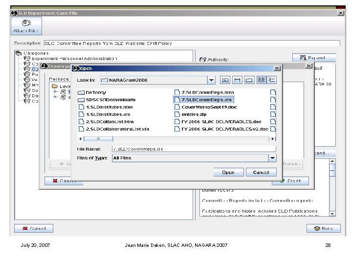 July 20, 2007 Jean Marie Deken, SLAC AHO, NAGARA 2007 28 