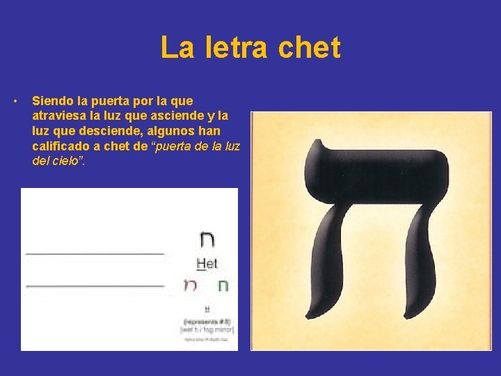 La letra chet • Siendo la puerta por la que atraviesa la luz que