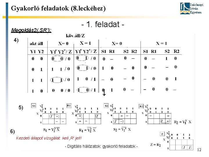 Gyakorló feladatok (8. leckéhez) Megoldás 2(‚SR’): Széchenyi István Egyetem - 1. feladat - 4)