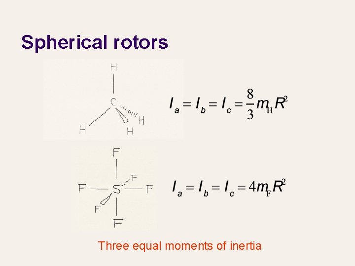 Spherical rotors Three equal moments of inertia 