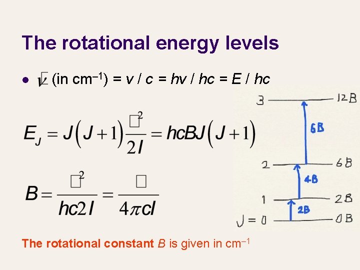 The rotational energy levels l (in cm– 1) = v / c = hv