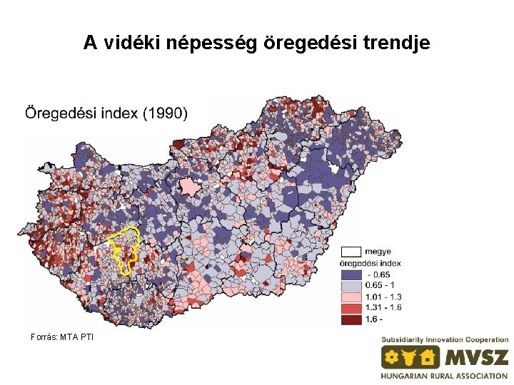 A vidéki népesség öregedési trendje Forrás: MTA PTI 