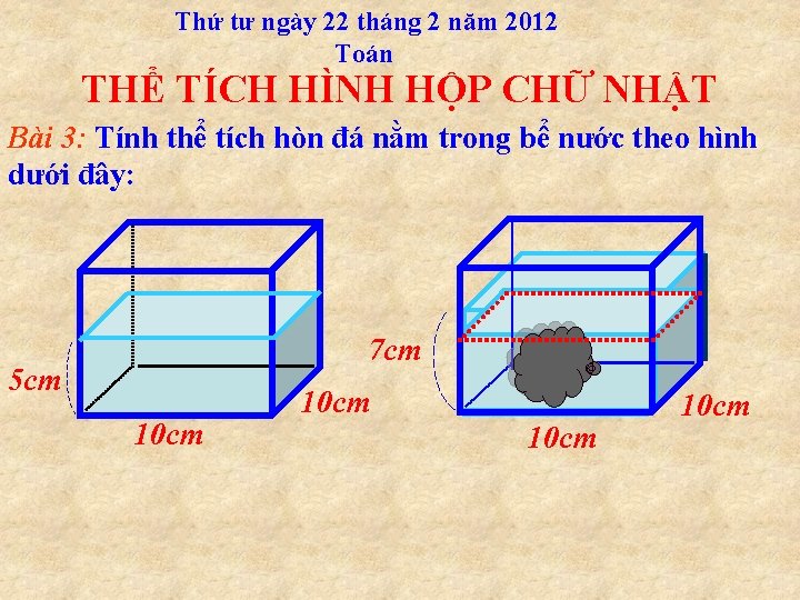 Thứ tư ngày 22 tháng 2 năm 2012 Toán THỂ TÍCH HÌNH HỘP CHỮ