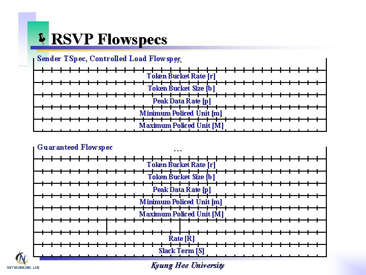 ëRSVP Flowspecs Sender TSpec, Controlled Load Flowspec. . . Token Bucket Rate [r] Token