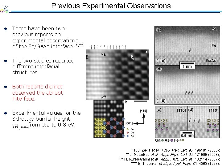 Previous Experimental Observations l There have been two previous reports on experimental observations of