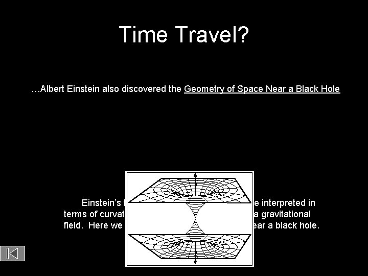 Time Travel? …Albert Einstein also discovered the Geometry of Space Near a Black Hole