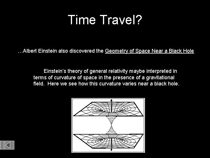 Time Travel? …Albert Einstein also discovered the Geometry of Space Near a Black Hole