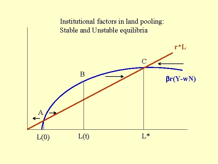 Institutional factors in land pooling: Stable and Unstable equilibria r*L C B r(Y-w. N)