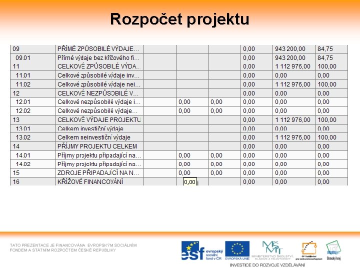 Rozpočet projektu 