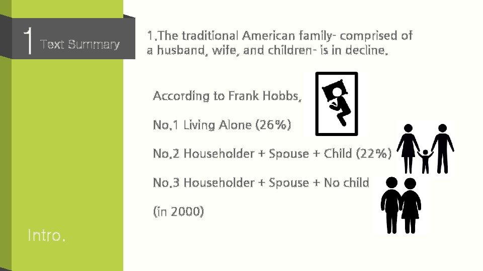 1 Text Summary 1. The traditional American family- comprised of a husband, wife, and