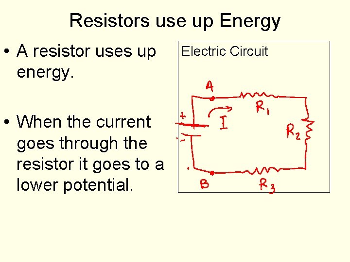 Resistors use up Energy • A resistor uses up energy. • When the current