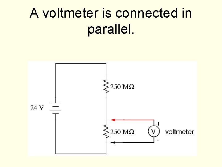 A voltmeter is connected in parallel. 