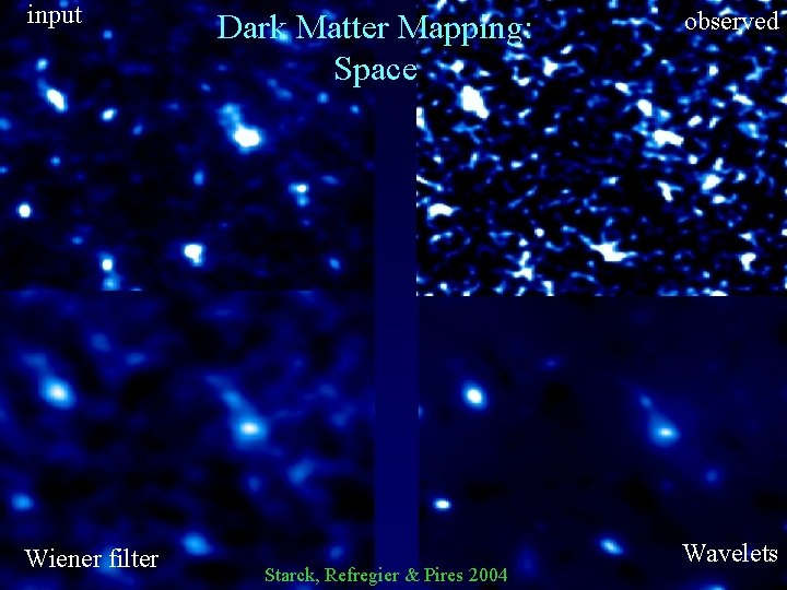 input Wiener filter Dark Matter Mapping: Space Starck, Refregier & Pires 2004 observed Wavelets