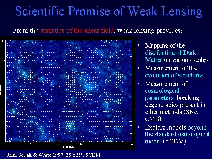 Scientific Promise of Weak Lensing From the statistics of the shear field, weak lensing