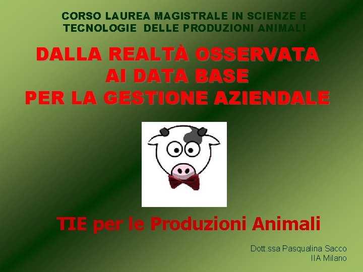 CORSO LAUREA MAGISTRALE IN SCIENZE E TECNOLOGIE DELLE