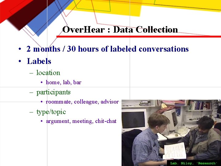 Over. Hear : Data Collection • 2 months / 30 hours of labeled conversations