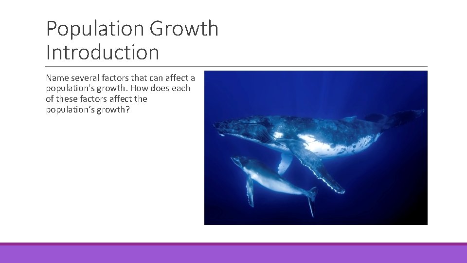 Population Growth Introduction Name several factors that can affect a population’s growth. How does