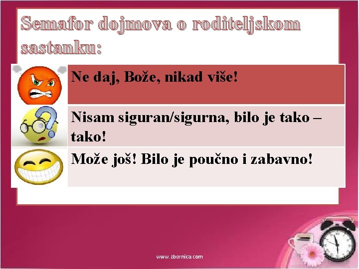 Semafor dojmova o roditeljskom sastanku: Ne daj, Bože, nikad više! Nisam siguran/sigurna, bilo je