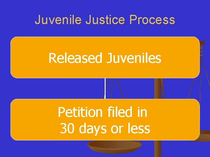 Juvenile Justice Process Released Juveniles Petition filed in 30 days or less 
