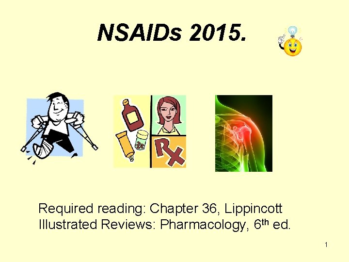 NSAIDs 2015. Required reading: Chapter 36, Lippincott Illustrated Reviews: Pharmacology, 6 th ed. 1