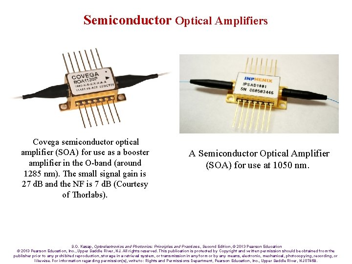 Semiconductor Optical Amplifiers Covega semiconductor optical amplifier (SOA) for use as a booster amplifier
