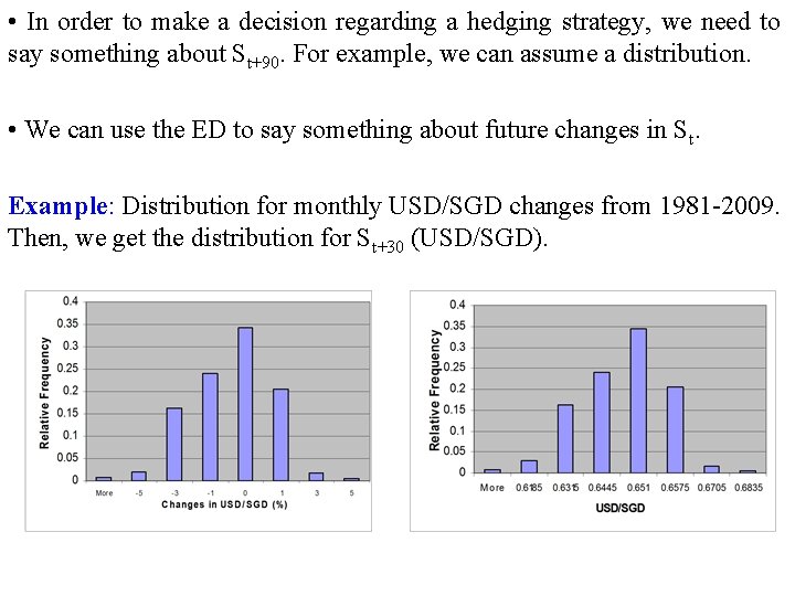  • In order to make a decision regarding a hedging strategy, we need