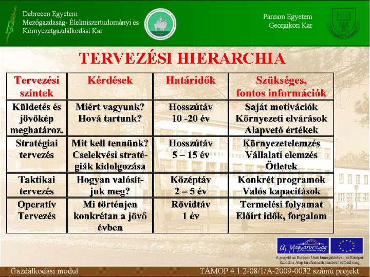 TERVEZÉSI HIERARCHIA 