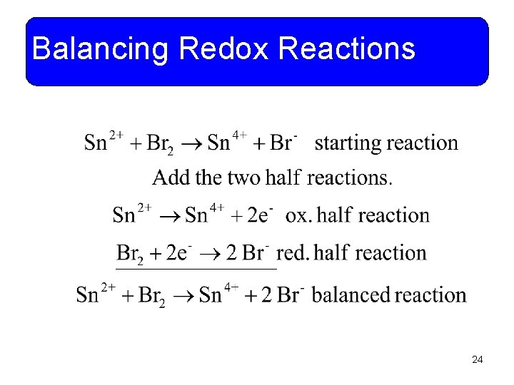 Balancing Redox Reactions 24 