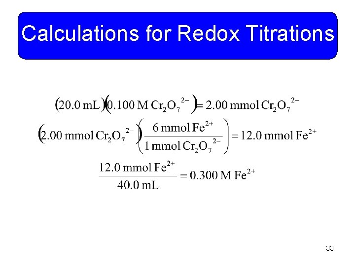 Calculations for Redox Titrations 33 