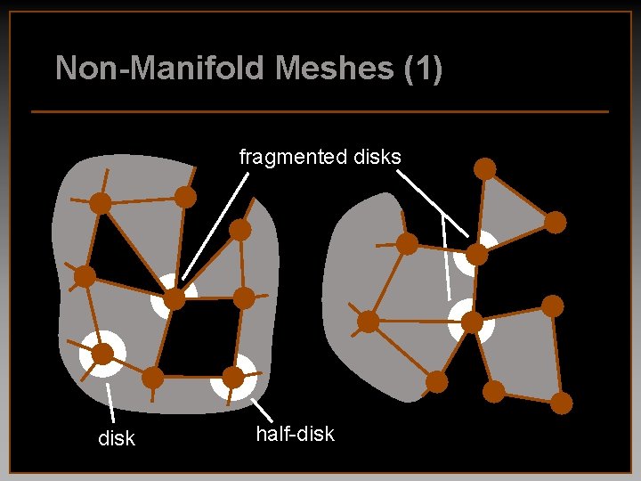 Non-Manifold Meshes (1) fragmented disks disk half-disk 